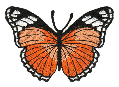 #ae43 Schmetterling Orange Aufnäher Butterfly Applikation Bügelbild Flicken Patch Größe 7,5 x 5,0 cm