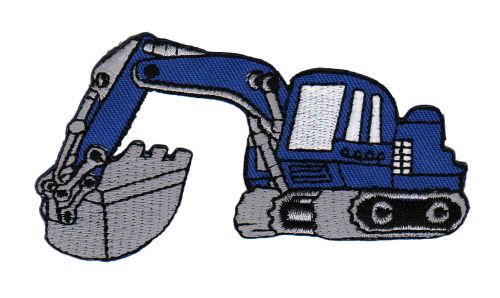 #ae87 Bagger Blau Aufnäher Applikation Bügelbild Patch Größe 9,8 x 5,2 cm