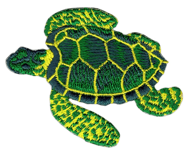 #ag09 Schildkröte Grün Wasserschildkröte Aufnäher Patch Applikation Bügelbild Größe 6,4 x 4,9 cm