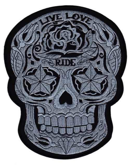 #Backpatch #31 Live Love Ride Totenkopf Biker Rückenaufnäher Backpatch Groß 20,0 x 25,0 cm