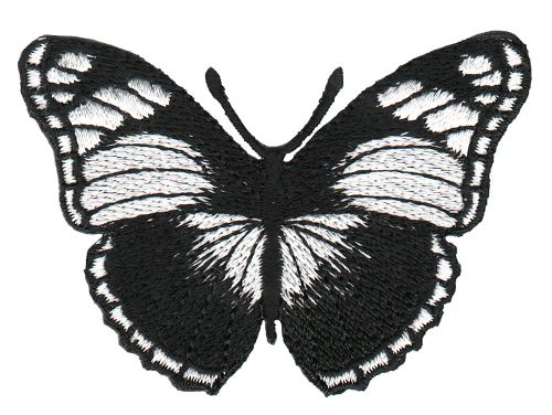 #ae49 Schmetterling Schwarz Aufnäher Butterfly Applikation Bügelbild Flicken Patch Größe 7,5 x 5,0 cm