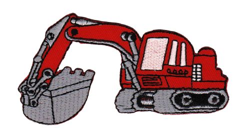 #ae88 Bagger Rot Aufnäher Applikation Bügelbild Patch Größe 9,8 x 5,2 cm