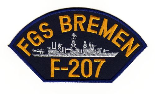 #ae01 FGS Bremen F-207 Frigate Badge Patch Navy Ship Application Iron-On Patch Size 14.0 x 7.4 cm