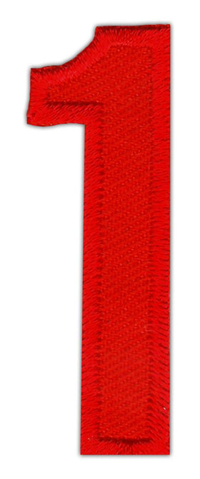 #ao67 Number One Red Number 1 Patch Iron-On Application Patch Size 1.7 x 5.0 cm
