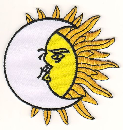 #ac03 Sun Moon Kiss Yin Yang Hindu Esoteric Patch Iron-On Application Patch Size 8.0 x 8.5 cm