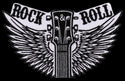 #ae10 Rock N Roll Gitarre Musik Flügel Aufnäher Bügelbild Applikation Patch Größe 12,2 x 7,6 cm
