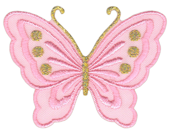 #bk62 Schmetterling klein Rosa Aufnäher Bügelbild Applikation Aufbügler Patch Größe 5,2 x 3,7 cm