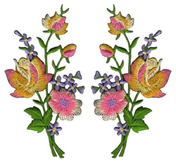 #ac70 Blumen Set 2 Stück Aufnäher Bügelbild Applikation Patch Größe je Aufnäher 5,5 x 11,0 cm