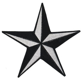 #Backpatch #37 Nautischer Stern Schwarz Weiß Rückenaufnäher Back Patch Groß 22,5 x 22,5 cm