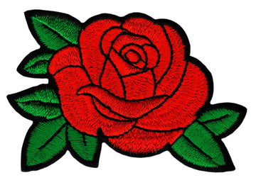 #bk72 Red Rose Flower Blossom Patch Iron-On Applique Patch Size 7.5 x 5.0 cm