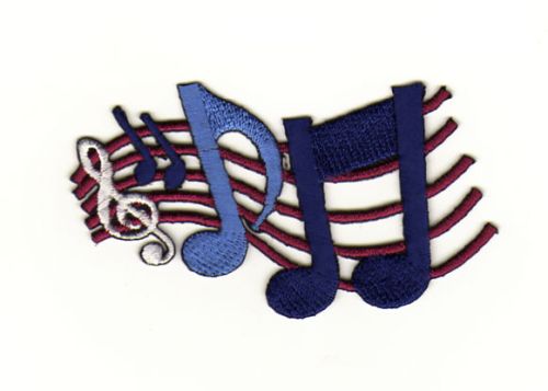 #aa07 Treble Clef Music Notes Patch Iron-On Application Size 7.4 x 5.0 cm