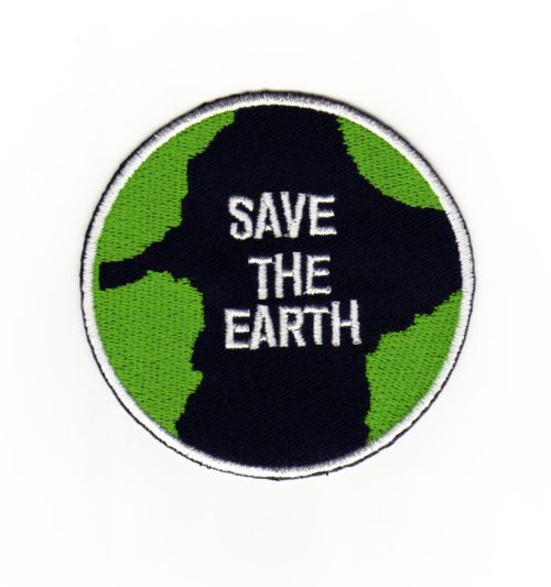 #ab54 Save the Earth Umweltschutz Erde Aufnäher Peace Bügelbild Applikation Größe 8,0 x 8,0 cm