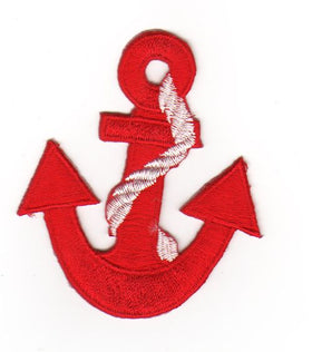 #af02 Anchor Red Rockabilly Ship Anchor Patch Application Iron-On Patch Size 6.0 x 7.0 cm