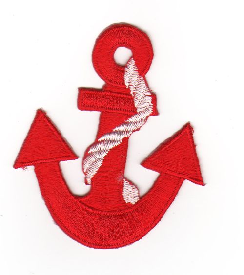 #af02 Anker Rot Rockabilly Schiffsanker Aufnäher Applikation Bügelbild Patch Größe 6,0 x 7,0 cm