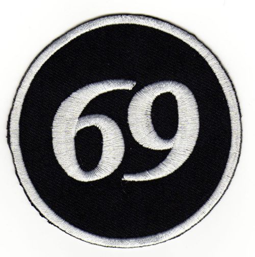 #ad11 Rally 69 Number Patch Tuning Hot Rod Iron-On Application Patch Size 7.3 x 7.3 cm