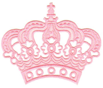 #ac58 Krone Rosa Aufnäher Prinzessin Bügelbild Applikation Patch Größe 8,0 x 6,5 cm