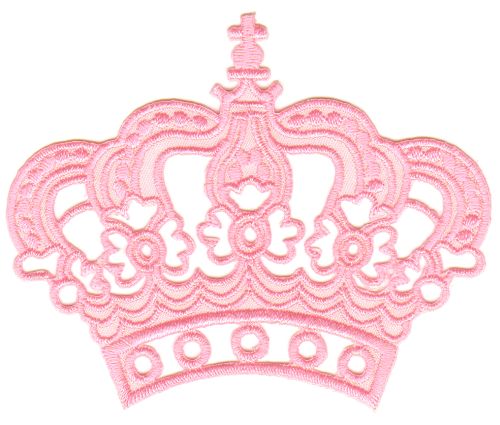 #ac58 Krone Rosa Aufnäher Prinzessin Bügelbild Applikation Patch Größe 8,0 x 6,5 cm