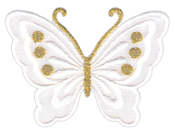 #bk60 Schmetterling klein Weiß Aufnäher Bügelbild Applikation Aufbügler Patch Größe 5,2 x 3,7 cm