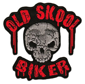 #ab66 Old Skool Biker Skull Patch Iron-On Application Size 10.0 x 9.5 cm