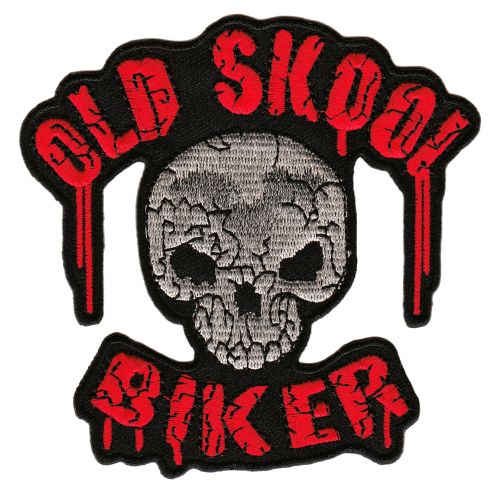 #ab66 Old Skool Biker Totenkopf Skull Aufnäher Patch Bügelbild Applikation Größe 10,0 x 9,5 cm