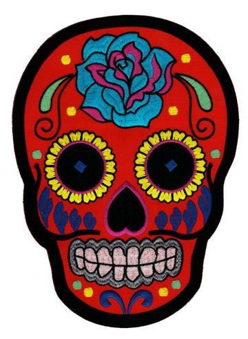 #Backpatch #38 Día de los Muertos Totenkopf Schädel Rot Rückenaufnäher Back Patch 15,5 x 21 cm