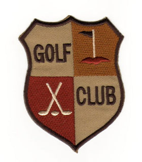 #ae05 Golf Club Badge Brown Crest Sport Patch Application Iron-On Patch Size 6.2 x 8.0 cm