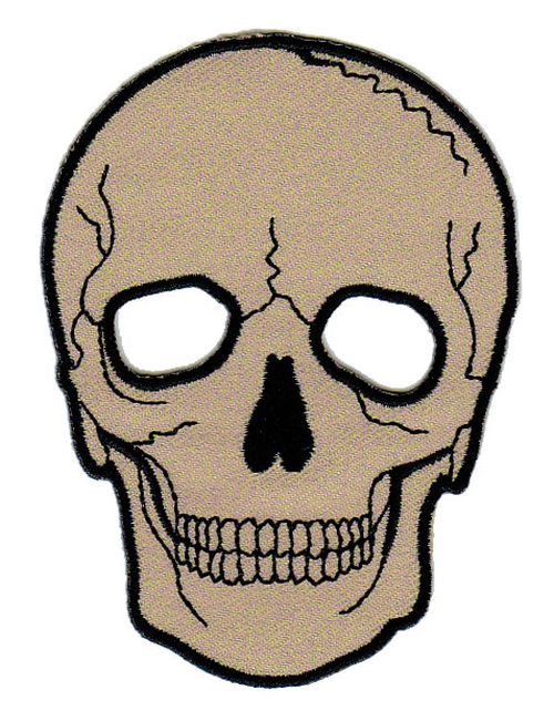 #bb11 Skull Beige Iron-On Patch Size 6.6 x 9.0 cm