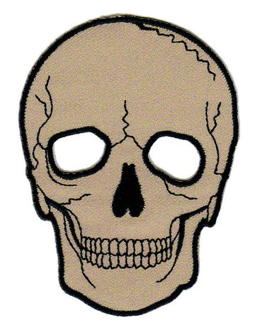 #bb11 Skull Beige Iron-On Patch Size 6.6 x 9.0 cm