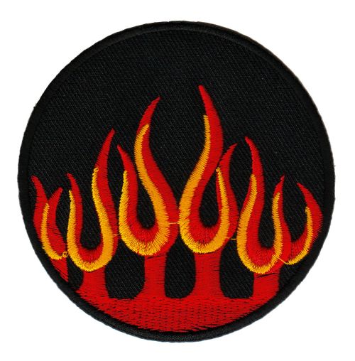 #ab94 Flames Fire Black Sew-On Application Patch Iron-On Size 8.0 x 8.0 cm