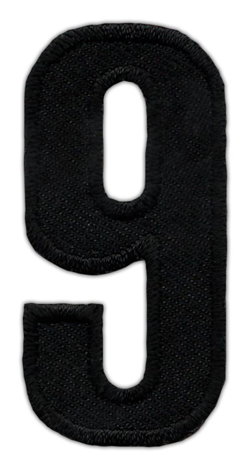 #as59 Number Nine Black Number 9 Patch Iron-On Application Patch Size 2.5 x 5.0 cm