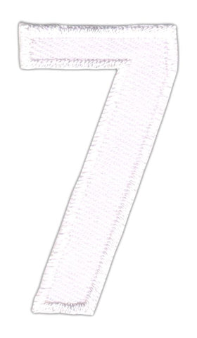 #be79 Number Seven White Number 7 Patch Iron-On Application Patch Size 2.5 x 5.0 cm