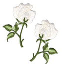 #ak39 Rose Blume Weiß Set 2 Stück Aufnäher Bügelbild Patch Applikation Größe je Aufnäher 4,5 x 7,2 cm