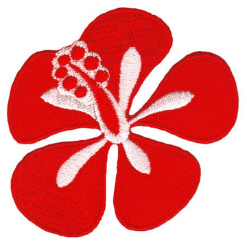 #ah08 Hibiscus Blossom Flower Red Sew-On Patch Application Iron-On Patch Size 6.8 x 5.6 cm