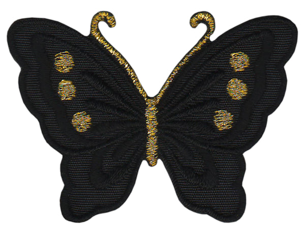 #bk56 Schmetterling klein Schwarz Aufnäher Bügelbild Applikation Aufbügler Patch Größe 5,2 x 3,7 cm