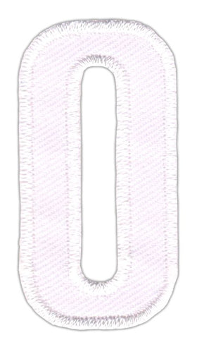 #be10 Number Zero White Number 0 Patch Iron-On Application Patch Size 2.5 x 5.0 cm