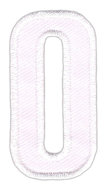 #be10 Nummer Null Weiß Zahl 0 Aufnäher Bügelbild Applikation Patch Größe 2,5 x 5,0 cm