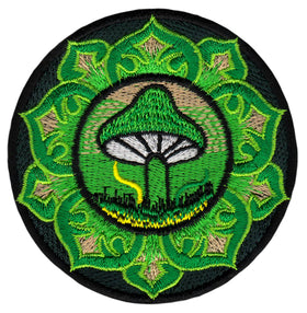 #ab65 Mushroom Green Esoteric Yoga Patch Iron-On Application Size 7.8 x 7.8 cm