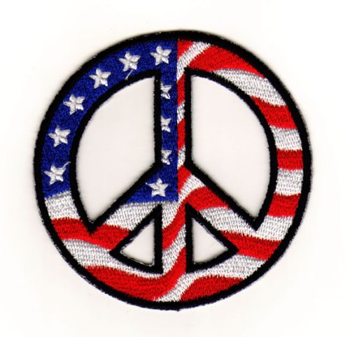 #ad81 USA Flag Peace Sign Patch Application Iron-On Patch Size 7.5 x 7.5 cm