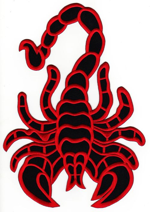 #Backpatch #05 Skorpion Schwarz Rot Rückenaufnäher Back Patch Größe 20 x 28 cm