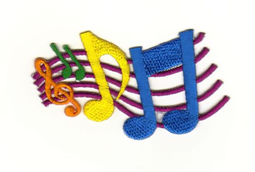 #aa06 Treble Clef Music Notes Patch Iron-On Application Size 7.4 x 5.0 cm