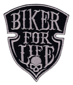 #ah69 Biker For Life Patch Application Iron-On Size 6.8 x 7.5 cm