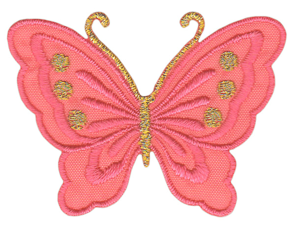 #bk55 Schmetterling klein Rosa Koralle Aufnäher Bügelbild Applikation Aufbügler Patch Größe 5,2 x 3,7 cm