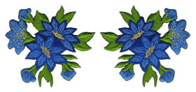 #ad90 Flowers Set 2 Pieces Blue Patch Iron-On Application Patch Size of each patch 6.0 x 5.5 cm