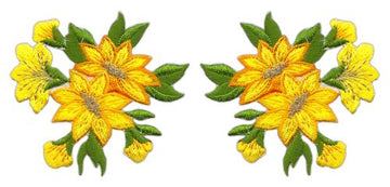 #ag15 Flowers Yellow Set of 2 Patches Iron-On Patch Application Size of each patch 6.0 x 5.5 cm