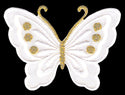 #bk60 Schmetterling klein Weiß Aufnäher Bügelbild Applikation Aufbügler Patch Größe 5,2 x 3,7 cm