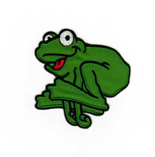 #ad89 Frosch Grün Frog Aufnäher Kinder Bügelbild Applikation Patch Größe 6,0 x 6,0 cm