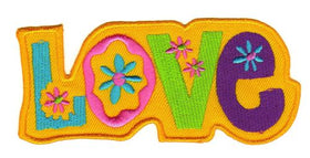 #ac83 Love Hippie Flowers Yellow Iron-On Patch Application Patch Size 11.0 x 4.8 cm