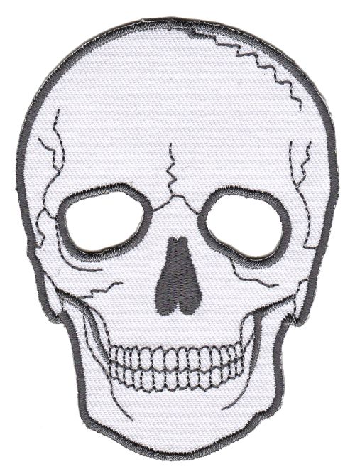 #bc59 Totenkopf Weiß Aufnäher Bügelbild Patch Größe 6,6 x 9,0 cm