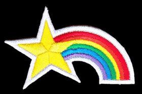 #as46 Stern Regenbogen Sternschnuppe Aufnäher Bügelbild Aufbügler Applikation Patch Größe 7,0 x 4,5 cm