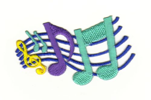 #aa11 Treble Clef Music Notes Patch Iron-On Application Size 7.4 x 5.0 cm